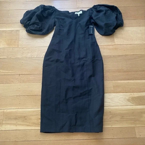 Mara Hoffman Midi Linen-Blend Namari Puff-Sleeve Dress - Picture 6 of 10